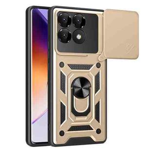 For Xiaomi Poco F6 Pro Sliding Camera Cover Design TPU Hybrid PC Phone Case(Gold)