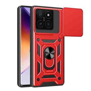 For Xiaomi 14T 5G Sliding Camera Cover Design TPU Hybrid PC Phone Case(Red)