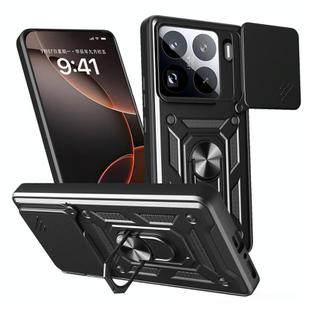 For Xiaomi 15 Pro Sliding Camera Cover Design TPU Hybrid PC Phone Case(Black)