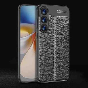 For Samsung Galaxy S25+ 5G Litchi Texture Shockproof TPU Phone Case(Black)