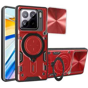For Xiaomi 15 CD Texture Sliding Camshield Magnetic Holder Phone Case(Red)
