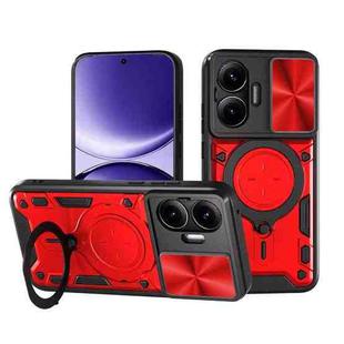 For Xiaomi Poco F7 CD Texture Sliding Camshield Magnetic Holder Phone Case(Red)