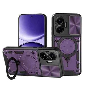 For Xiaomi Poco F7 CD Texture Sliding Camshield Magnetic Holder Phone Case(Purple)