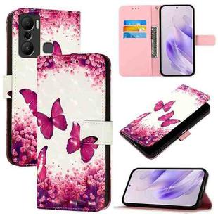 For Infinix Hot 20 Play 3D Painting Horizontal Flip Leather Phone Case(Rose Butterfly)