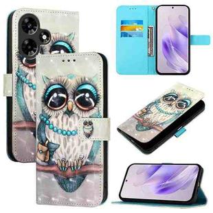 For Infinix Hot 30 4G 3D Painting Horizontal Flip Leather Phone Case(Grey Owl)