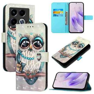 For Infinix Note 40 3D Painting Horizontal Flip Leather Phone Case(Grey Owl)