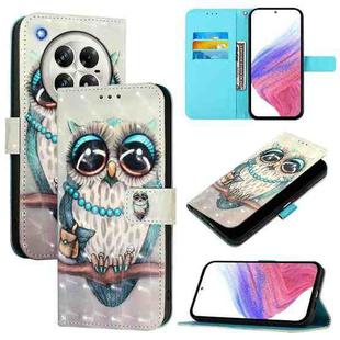 For Infinix Zero 40 4G / 5G 3D Painting Horizontal Flip Leather Phone Case(Grey Owl)