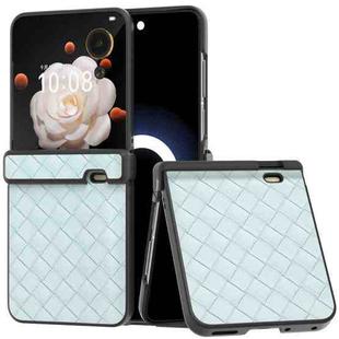 For Honor Magic V Flip Three Parts Black Frame Woven Texture PU Phone Case(Light Green)