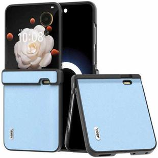 For Honor Magic V Flip ABEEL Three Parts Genuine Leather Wave Black Edge Phone Case(Blue)