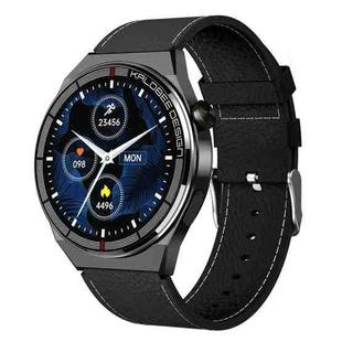 1.3 inch Leather Band IP68 Waterproof Smart Watch Support Bluetooth Call(Black)