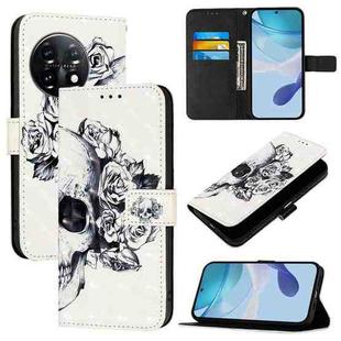 For OnePlus 11 3D Painting Horizontal Flip Leather Phone Case(Skull)