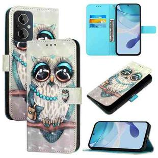 For OnePlus Nord N20 5G 3D Painting Horizontal Flip Leather Phone Case(Grey Owl)