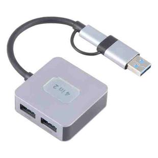 BYL-2320A 4 in 2 USB + USB-C / Type-C to USB + USB-C / Type-C 4 Port HUB Adapter(Grey)