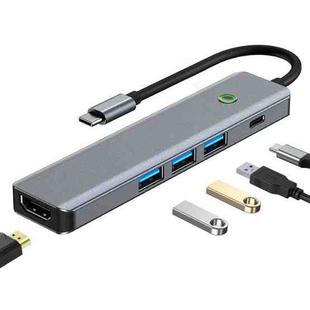 BYL-2319 5 in 1 USB-C / Type-C to USB3.0+USB-C / Type-C+HDTV Multi-function Docking Station(Grey)