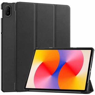 For Huawei Matepad SE 11 Custer Pure Color 3-Fold Holder Smart Leather Tablet Case(Black)