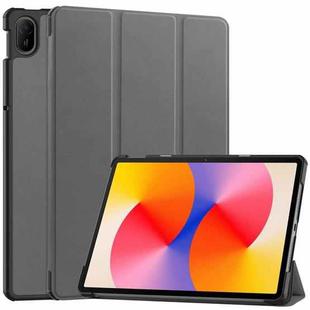 For Huawei Matepad SE 11 Custer Pure Color 3-Fold Holder Smart Leather Tablet Case(Grey)