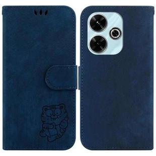 For Redmi 13 4G Little Tiger Embossed Leather Phone Case(Dark Blue)