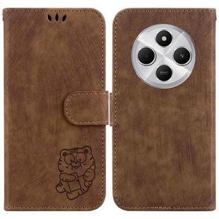 For Redmi 14C 4G Little Tiger Embossed Leather Phone Case(Brown)