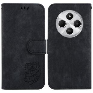 For Redmi 14C 4G Little Tiger Embossed Leather Phone Case(Black)