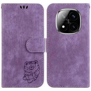 For Redmi Note 14 Pro / Note 14 Pro+ 5G Little Tiger Embossed Leather Phone Case(Purple)