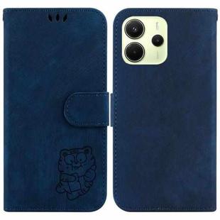 For Redmi Note 14 4G 163.25mm Little Tiger Embossed Leather Phone Case(Dark Blue)