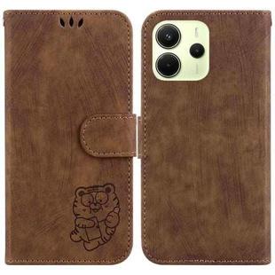 For Redmi Note 14 4G 164.84mm Little Tiger Embossed Leather Phone Case(Brown)