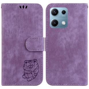 For Redmi Note 14S 4G Little Tiger Embossed Leather Phone Case(Purple)