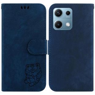 For Redmi Note 14S 4G Little Tiger Embossed Leather Phone Case(Dark Blue)
