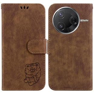 For Redmi K80 / K80 Pro / Xiaomi Poco F7 Pro Little Tiger Embossed Leather Phone Case(Brown)