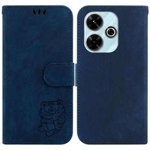 For Xiaomi Poco M6 4G Little Tiger Embossed Leather Phone Case(Dark Blue)