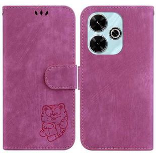 For Xiaomi Poco M6 4G Little Tiger Embossed Leather Phone Case(Rose Red)