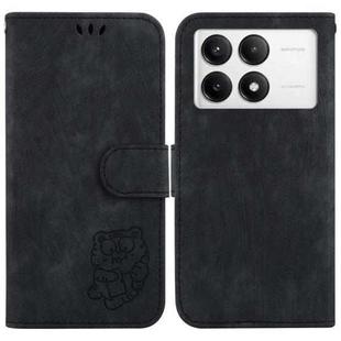 For Xiaomi Poco F6 Pro Little Tiger Embossed Leather Phone Case(Black)