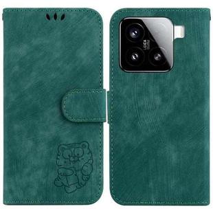 For Xiaomi 15 Little Tiger Embossed Leather Phone Case(Green)