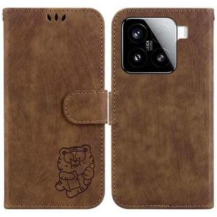 For Xiaomi 15 Little Tiger Embossed Leather Phone Case(Brown)