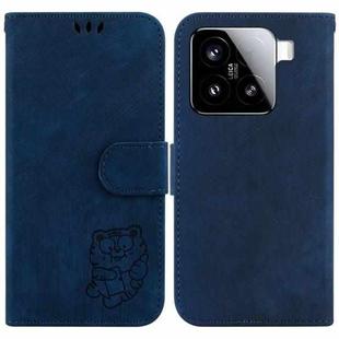 For Xiaomi 15 Little Tiger Embossed Leather Phone Case(Dark Blue)