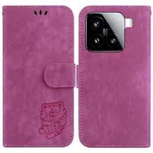 For Xiaomi 15 Little Tiger Embossed Leather Phone Case(Rose Red)