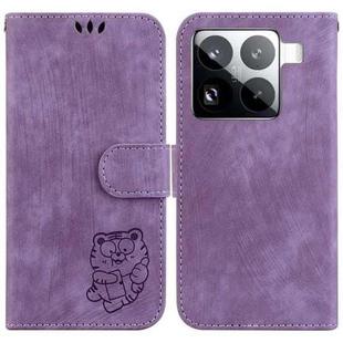For Xiaomi 15 Pro Little Tiger Embossed Leather Phone Case(Purple)