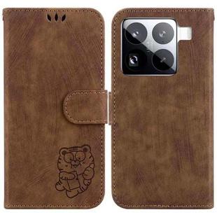 For Xiaomi 15 Pro Little Tiger Embossed Leather Phone Case(Brown)