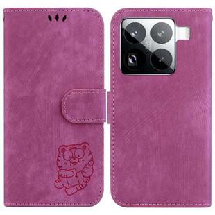 For Xiaomi 15 Pro Little Tiger Embossed Leather Phone Case(Rose Red)