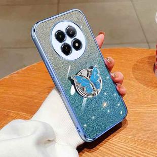 For Realme 12 5G Plated Gradient Glitter Butterfly Holder TPU Phone Case(Sierra Blue)