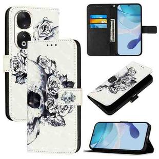 For Honor 90 3D Painting Horizontal Flip Leather Phone Case(Skull)