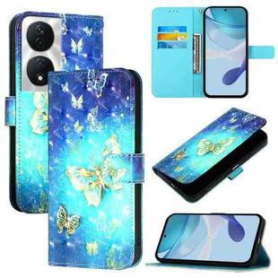 For Honor 90 Smart / X7b 4G / 5G Global 3D Painting Horizontal Flip Leather Phone Case(Golden Butterfly)