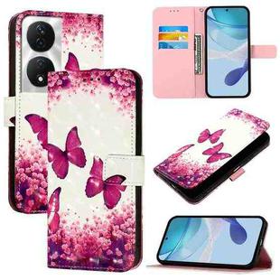 For Honor 90 Smart / X7b 4G / 5G Global 3D Painting Horizontal Flip Leather Phone Case(Rose Butterfly)