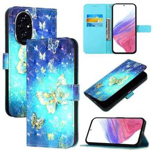 For Honor 200 3D Painting Horizontal Flip Leather Phone Case(Golden Butterfly)