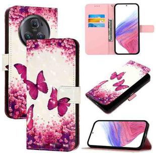 For Honor Magic5 Pro 3D Painting Horizontal Flip Leather Phone Case(Rose Butterfly)