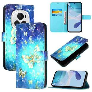 For Honor Magic6 Pro Global 3D Painting Horizontal Flip Leather Phone Case(Golden Butterfly)