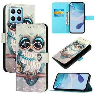 For Honor X8 5G / X8a / X6 / X6s Global 3D Painting Horizontal Flip Leather Phone Case(Grey Owl)