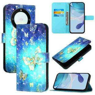 For Honor X40 / X9a / Magic5 Lite 3D Painting Horizontal Flip Leather Phone Case(Golden Butterfly)