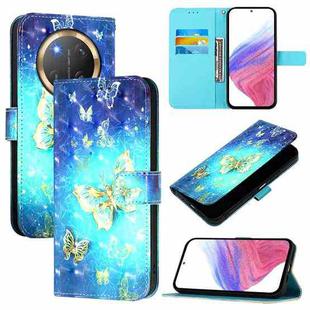 For Honor X9c 5G 3D Painting Horizontal Flip Leather Phone Case(Golden Butterfly)