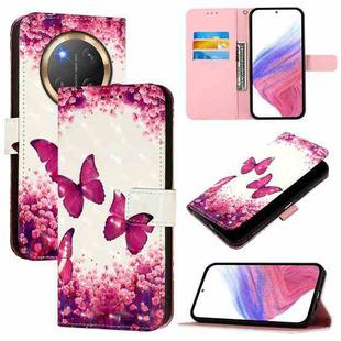 For Honor X9c 5G 3D Painting Horizontal Flip Leather Phone Case(Rose Butterfly)